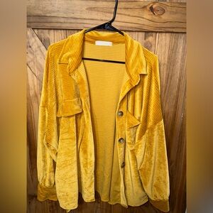 Cozy Mustard Velvet Cardigan/Jacket